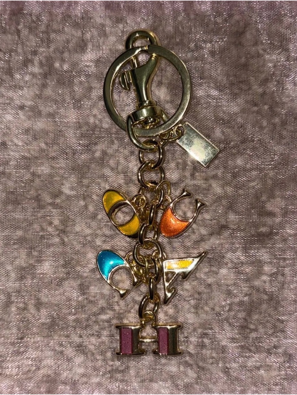 Gold-Tone Coach Multi-Color Sparkly Enamel Bag Charm & Keychain